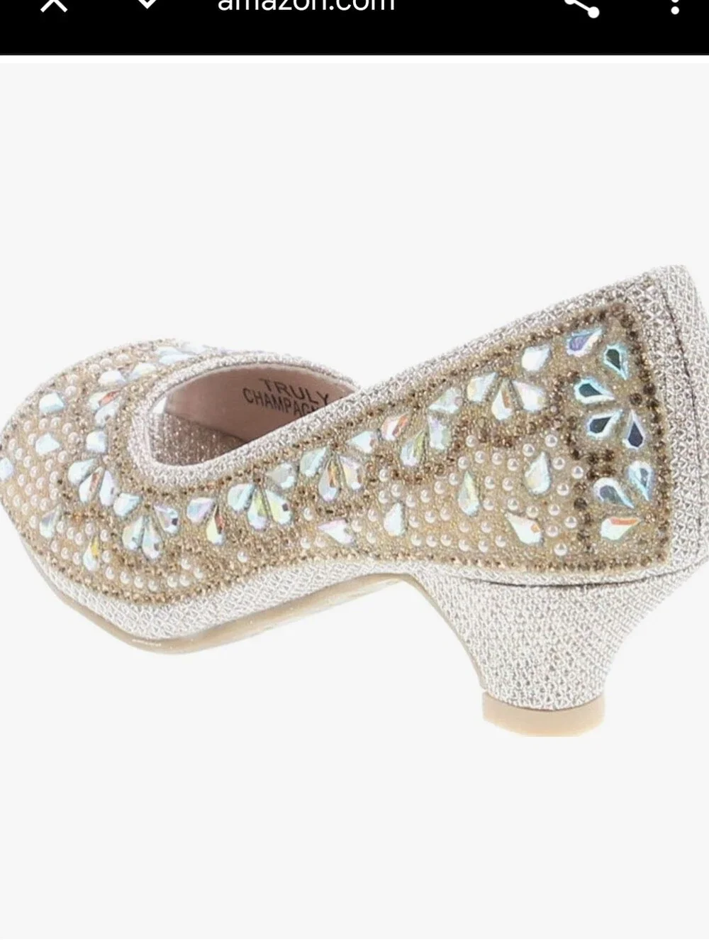 Bella Marie Truly Kids Rhinestones Slip On Girls Kitten Heels Sandals Dress Shoe